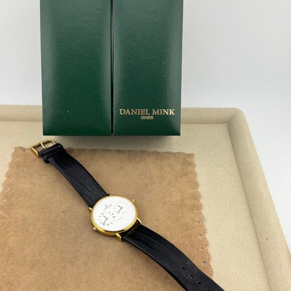 Vintage Stunning Daniel Mink Dual Time Swiss Made Watch a thin 5.5MM - Picture 8 of 10